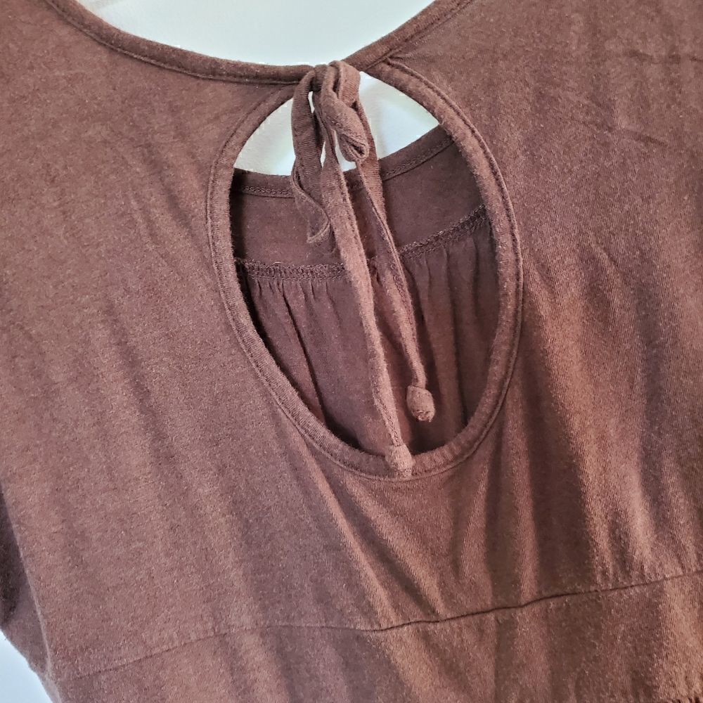 Red Rover Brown Relaxed Fit Flowy Short Sleeve Blouse Size XL - Picture 9 of 9